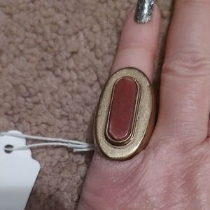 Lucky Brand Gold and Red Oval Ring